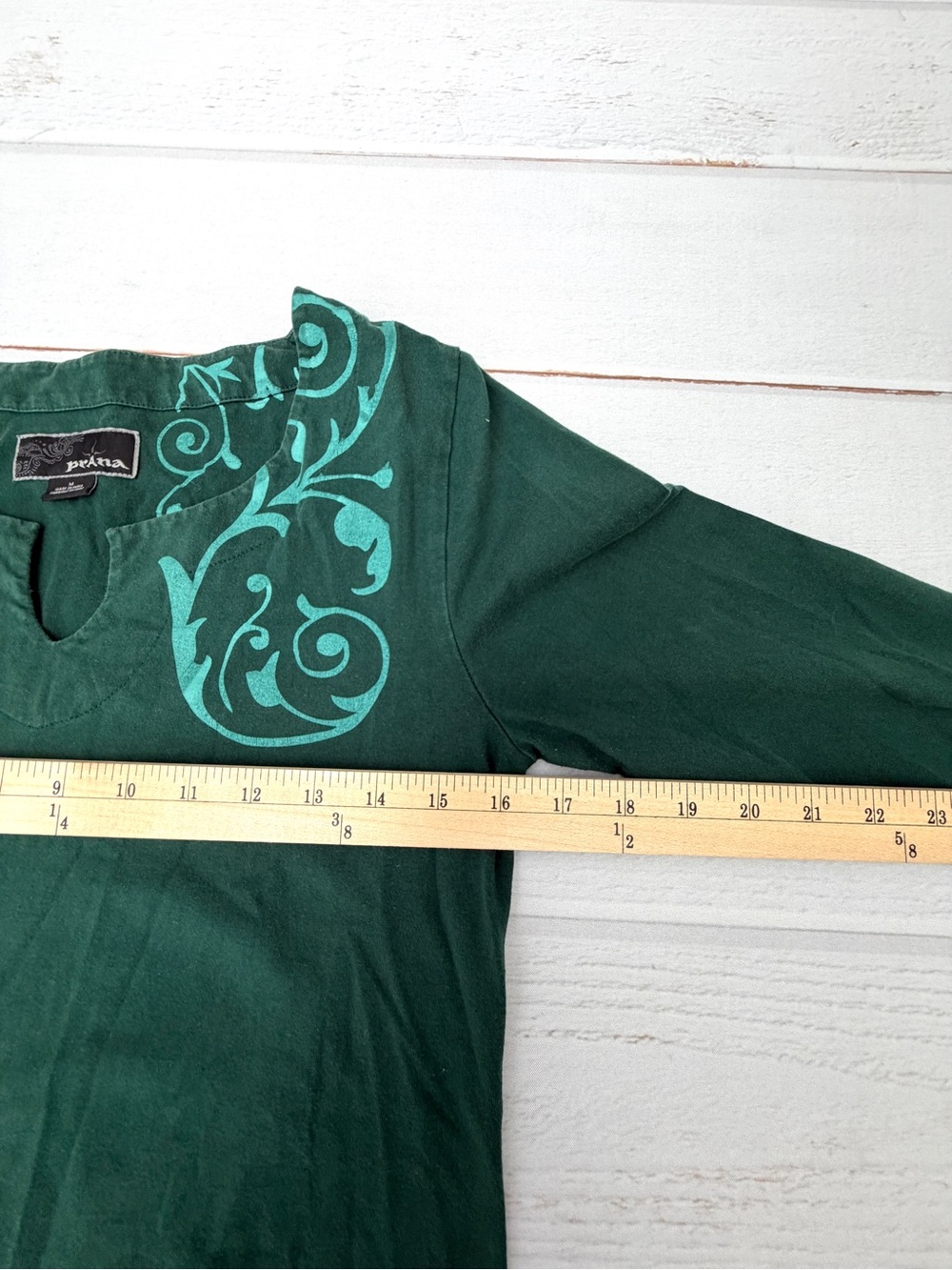 prAna Organic Cotton Green Boho Graphic Dress M - Picture 6 of 7